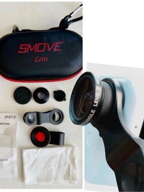 SMOVE MOBILE Wide Angle + Macro 2 in 1 Video + Phone Lens Kit w Case - NEW